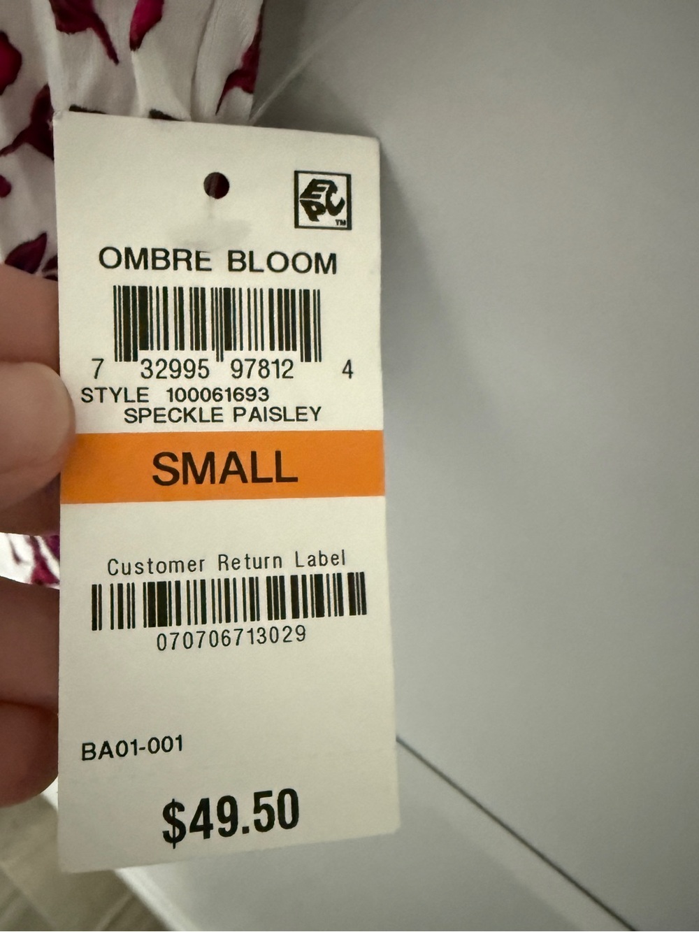 INC International Concepts White Tee with Magenta Floral Print & Front Tie small - Picture 3 of 4